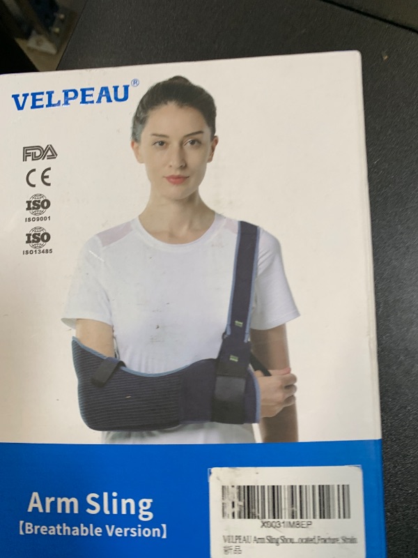 Photo 1 of VELPEAU Arm Sling Shoulder Immobilizer for Women and Men, fit Left or Right Arm - Rotator Cuff Support Brace - Medical Sling for Shoulder, Clavicle, Elbow Injury (Breathable type, X-Large: Bust 41?-47?)