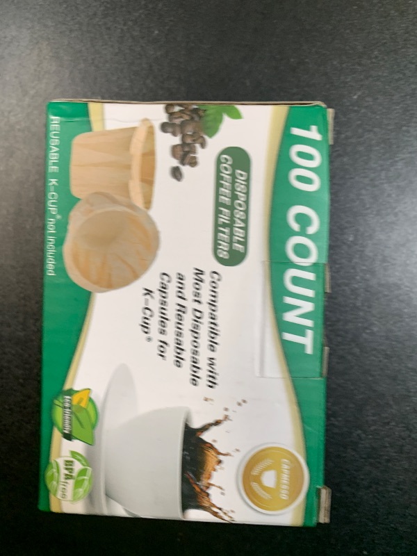 Photo 1 of CAPMESSO Disposable Coffee Paper Filters, 100 Count Keurg Cup Coffee Filters Compatible with Keurg Brewers Reusable Single Serve 1.0 and 2.0 Coffee Maker (100 Count, White)