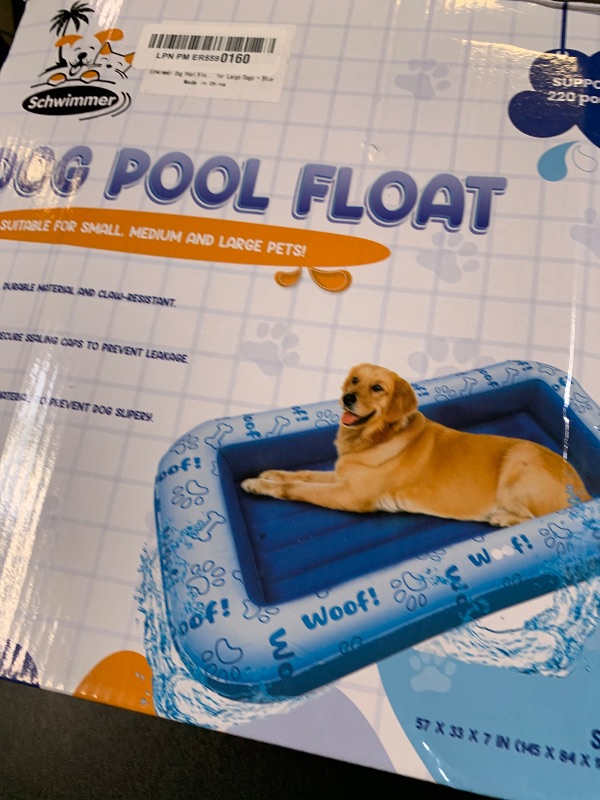 Photo 1 of Schwimmer Dog Pool Float – Premium Pool Float for Large Dogs up to 220lbs – Durable & Inflatable Dog Raft for Pool, Lake & Beach – Comfortable & Safe Floating Mat for Summer Fun – Blue