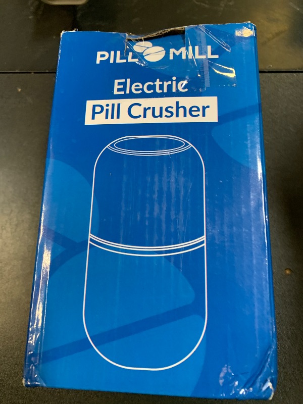 Photo 1 of Electric Pill Crusher Grinder - Fine Powder Electronic Pulverizer for Small & Large Medication & Vitamin Tablets - Comes with Pill Organizer, Brush, Spoon, Cloth & Stainless Steel Blades by Pill Mill