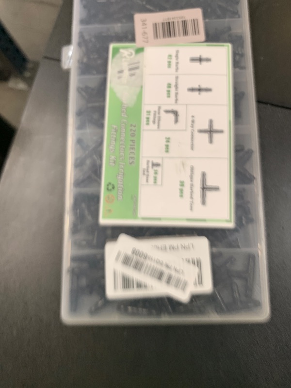 Photo 1 of Ruibapa 220Pcs Barbed Connectors Irrigation Fittings Kit,Irrigation Connector for 1/4" Tubing Garden Lawn Irrigation,End Plug,Barbs,Straight Barbs,Single Barbs,4-Way Coupling,Tees