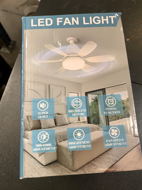 Photo 1 of Ealken Socket Fan Light Ceiling Fans with Lights and Remote, Dimmable LED 3 Colors 3000K-6500K, 1556 Lumens Light Bulb Screw in Ceiling Fan for Bedroom, Kitchen, Living Room, Closet