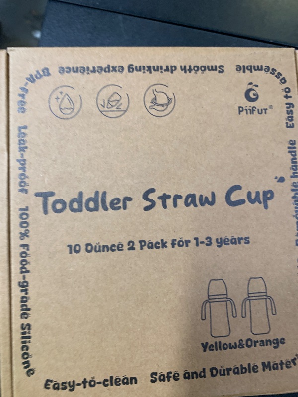 Photo 1 of Piifur Sippy Cups for Toddlers 1-3 No Spill Straw with Handle Water Bottle 2 Pack 10 Ounce