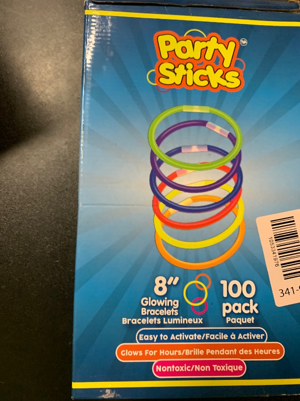 Photo 1 of PartySticks Glow Sticks Party Supplies 100pk - 8 Inch Glow in the Dark Light Up Sticks Party Favors, Glow Decorations, Neon Party Glow Necklaces and Glow Bracelets with Connectors