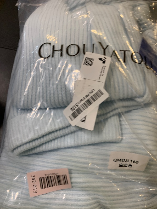 Photo 1 of chouyatou Women's Turtleneck 2 Piece Outfits Ribbed Knit Sweater Midi Pencil Skirt Set (Large, Blue)