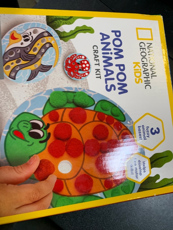 Photo 1 of Blue Marble National Geographic Kids Pom Poms Arts and Crafts Kit - Pom Pom Animals Toddler Craft Kit, Preschool Art, Toddler Crafts Ages 3-5, Crafts for Toddlers 2-4 Years, Pom Pom Pictures
