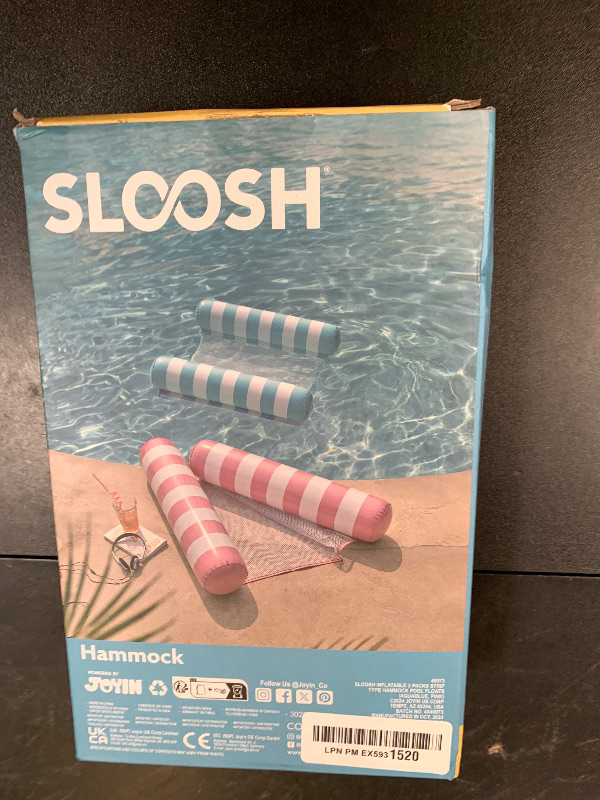 Photo 1 of SLOOSH 2 Packs Strip Type Hammock Pool Floats Adults, 4-in-1 Multi-Purpose Inflatable Pool Floats PVC Water Hammock Lounge Floaties (Aquablue, Pink)