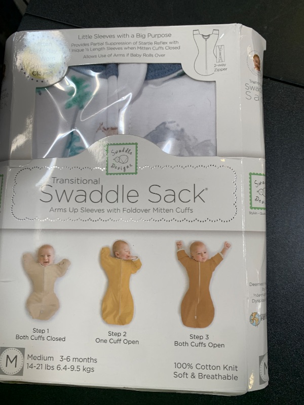 Photo 1 of SwaddleDesigns Transitional Swaddle Sack, Arms Up Half-Length Sleeves & Mitten Cuffs, Swaddle for Newborn Transition to Baby Sleep Sack Wearable Blanket, 3-6 mo, 14-21 lb, Watercolor Mountains & Trees
