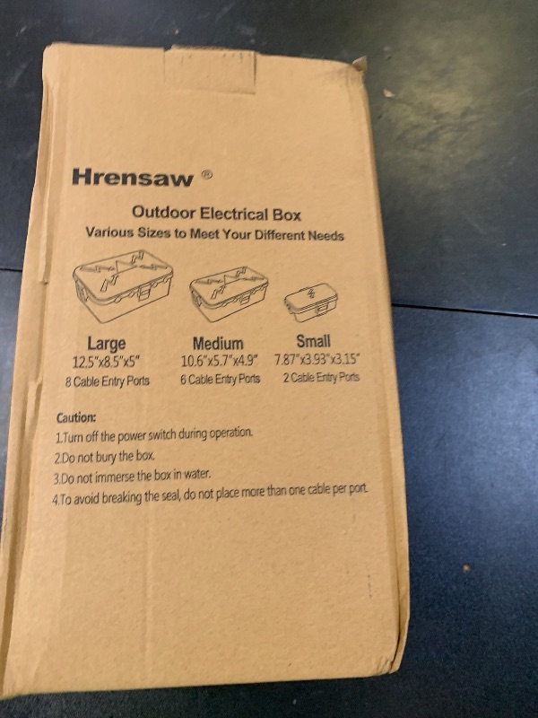 Photo 1 of Hrensaw Medium Outdoor Electrical Box(10.6x5.5x4.5inch),Weatherproof Connection Box w/6 Cable Entry,IP54 Waterproof Extension Cord Cover Protect Power Strip,Timer,Plug,Holiday Lights,Grey