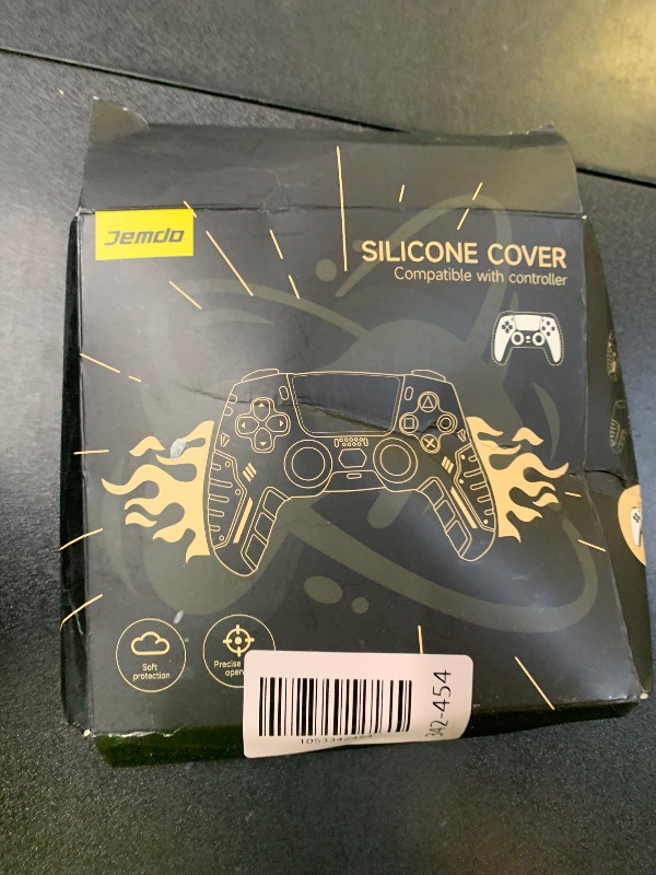 Photo 1 of JEMDO Compatible/Replacement Silicone Cover for PS5 Controller, Premium Anti-Slip Soft Grip Skin for PS5 Wireless Controller/DualSense – Enhanced Comfort, Includes 2 Themed Stickers (Black)