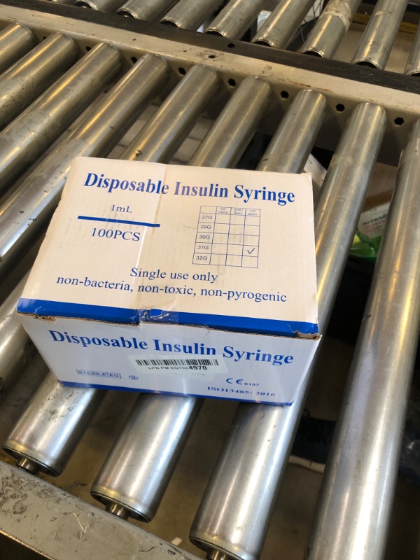 Photo 1 of U-100 1ml Syringe with Needle, 31G 1/4" 6mm 1cc Syringes, Disposable Individual Package, Pack of 100