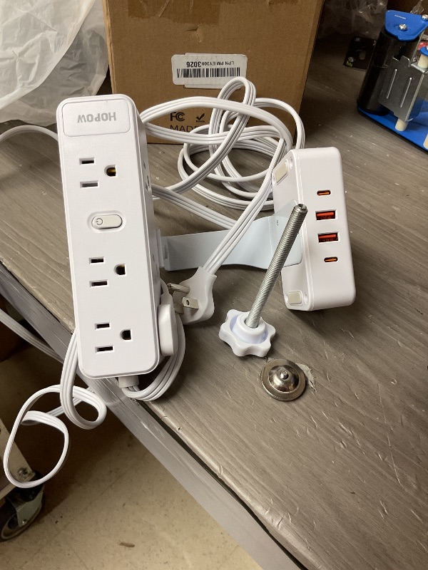 Photo 1 of HOPOW Dual Layer Desk Clamp Power Strip?White?, Desktop Edge Mount Charging Station with 13 Outlets 4 USB Ports (2 USB C), Under Desk Surge Protector(1700 Joules), 10 Ft Extension Cord for Office