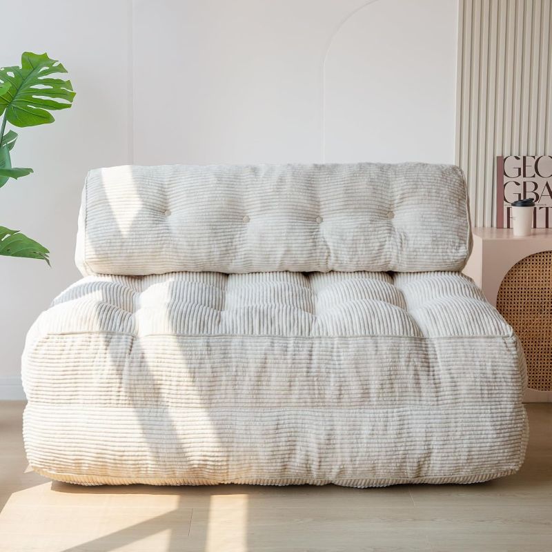 Photo 1 of MAXYOYO Folding Sofa Bed, Convertible Sleeper Chair with Pilow Foldable Matress with Back Support, Portable Fold Out Chair Bed Comfy Floor Sofa Lounge for Living Room Bedroom, Beige, Double
