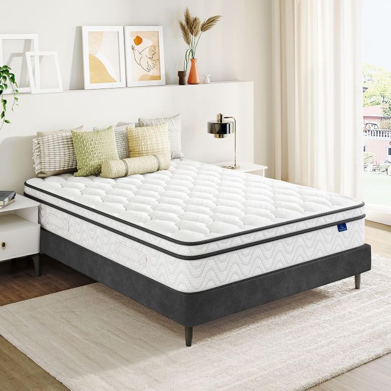 Photo 1 of Vesgantti Full Size Mattress, 12 Inch Hybrid Double Bed Mattress in a Box with Memory Foam and Pocket Spring, Ergonomic Design & Pressure Relief, Medium Firm Feel, 54"*75"*10"
