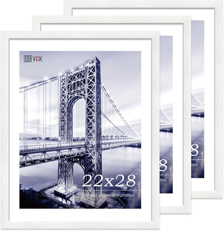 Photo 1 of VCK 22x28 Poster Frame Set of 3 - White,Solid Wood Picture Frames, Textured Exclusive Wall Gallery Frame
