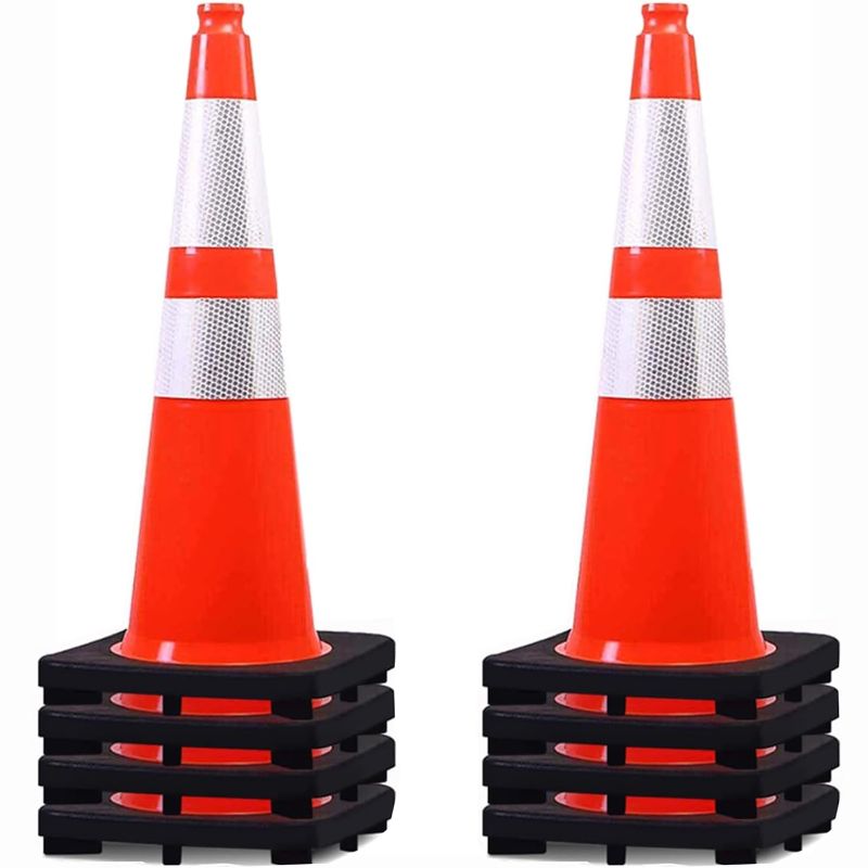 Photo 1 of (8 Pack) BESEA 28” inch Traffic Safety Cones Orange Road Parking Cones Heavy Duty Construction Cone Structurally Stable for Traffic Control at Public Place
