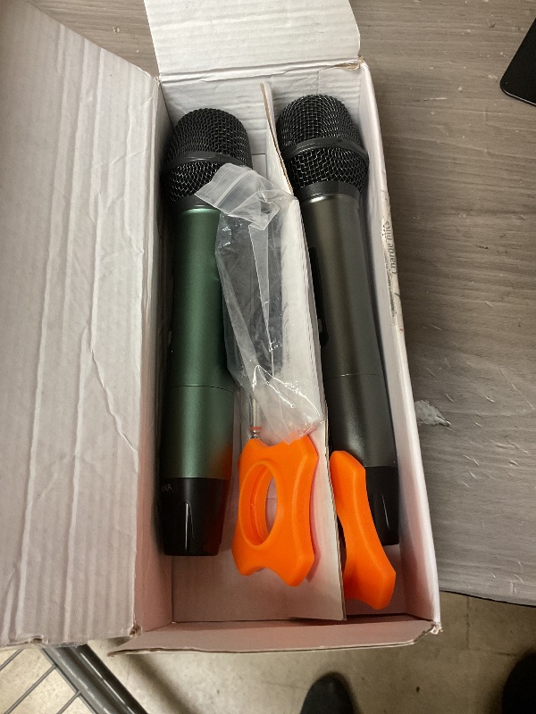Photo 1 of HWWR Wireless Microphones, Professional UHF Dual Microphones for Karaoke, Wireless Dynamic Microphone System Set with Rechargeable Receiver,Plug and Play, Speech, Wedding, Church, PA System