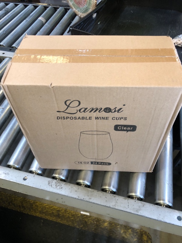 Photo 1 of Lamosi 24 Pack Plastic Wine Glasses Disposable, 16 oz Stemless Wine Glasses for Party, Reusable Crystal Clear Plastic Cups, Shatterproof and BPA-Free