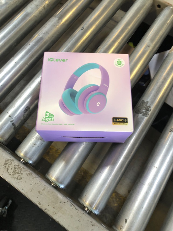 Photo 1 of iClever BTH26 Active Noise Cancelling Headphones for Kids, 60H Play Time, Safe Volume 80dBA, Type C Fast Charging, Bluetooth5.4, Kids Bluetooth Headphones with Mic AUX Cord for iPad Airplane, Purple