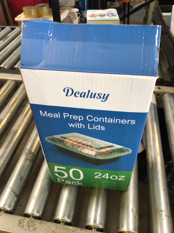 Photo 1 of Dealusy 50 Pack (100-Piece) 24 oz Meal Prep Containers Reusable with Lids, Sturdy Leakproof & Food Safe, Microwave, Freezer, Dishwasher Safe Prep Containers, To Go Take Out Plastic Food Storage