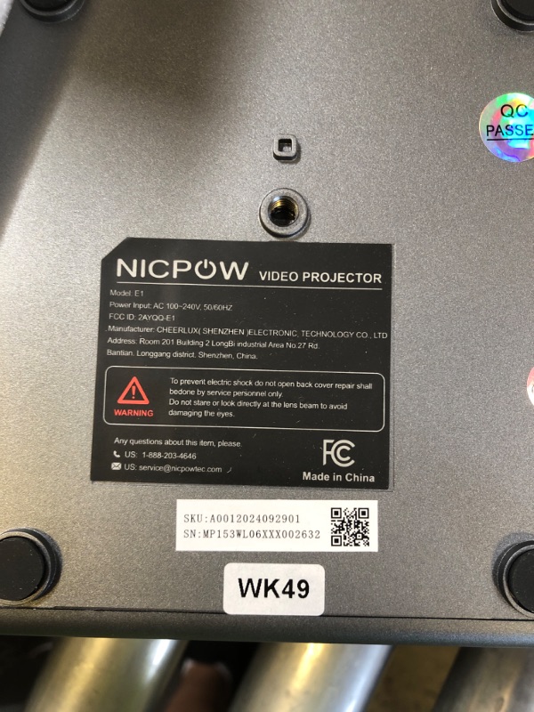 Photo 1 of Projector with WiFi and Bluetooth: [Auto Focus/Keystone] - NICPOW Full HD 1080P 4K Supported Portable Bluetooth Projector for Gaming Devices and Phones - Ideal for Indoor Outdoor Use - Grey