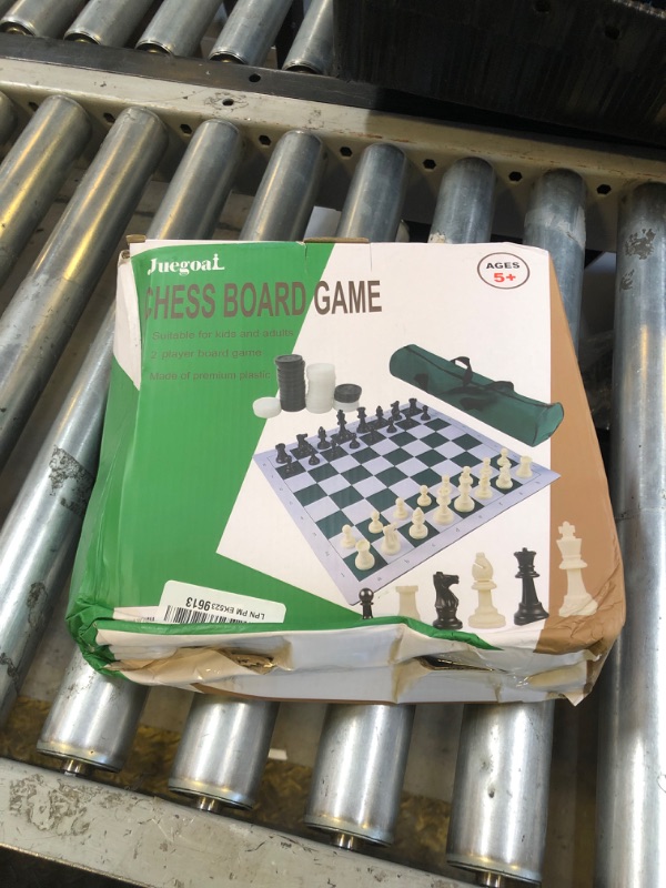 Photo 1 of Juegoal 20" Portable Chess & Checkers Set, 2 in 1 Travel Board Games for Kids and Adults, Folding Roll up Chess Game Sets, Extra 26 Checker Pieces, Tournament Thick Mousepad Mat with Storage Bag