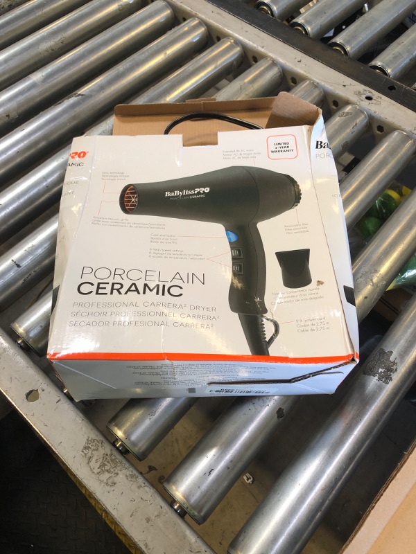 Photo 1 of BaBylissPRO Porcelain Ceramic Carrera Professional Hair Dryer Professional Dryer Prepack, Corded electric
