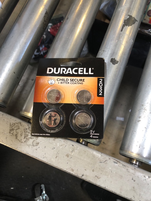 Photo 1 of Duracell 2032 Lithium Battery. 4 Count Pack. Child Safety Features. Compatible with Apple AirTag, Key Fob, and other devices. CR2032 3V Cell. 2032 Battery, Lithium Coin