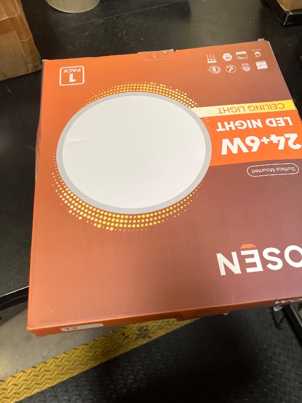 Photo 1 of 1 Pack 12 Inch White LED Flush Mount Ceiling Light with Night Light 2000K, 3000K-6000K 5 Color Temperature 24W 2400LM Ultra-Slim Ceiling Light Fixture with Remote, Round Ceiling Lights for Bedroom