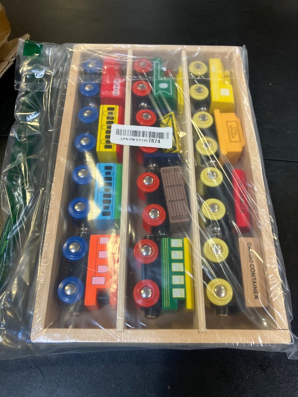Photo 1 of Wooden Train Set 12 PCS - Train Toys Magnetic Set Includes 3 Engines - Toy Train Sets For Kids Toddler Boys And Girls - Compatible With All Major Brands - Original - By Play22