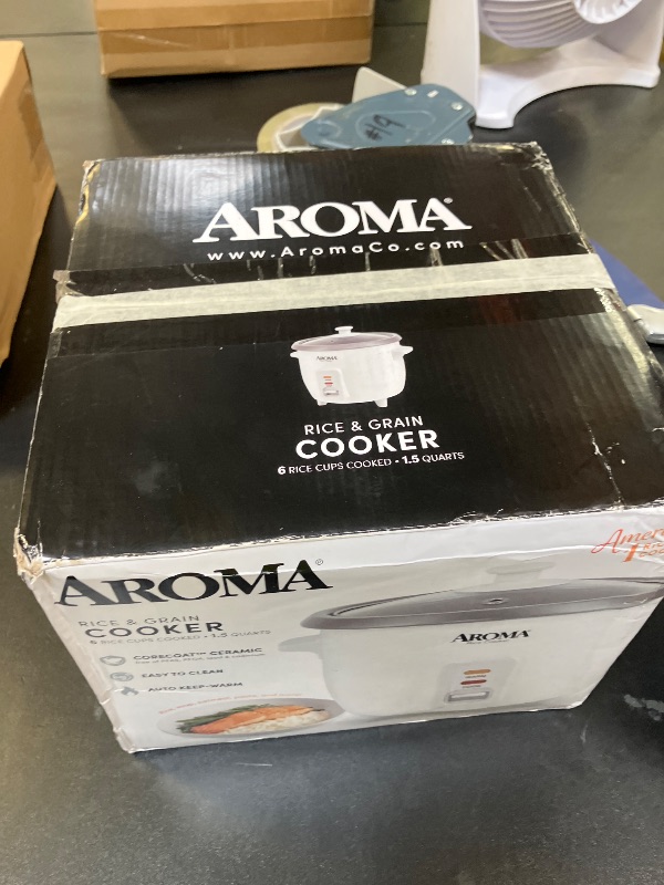 Photo 1 of Aroma Housewares Aroma 6-cup (cooked) 1.5 Qt. One Touch Rice Cooker, White (ARC-363NG), 6 cup cooked/ 3 cup uncook/ 1.5 Qt.