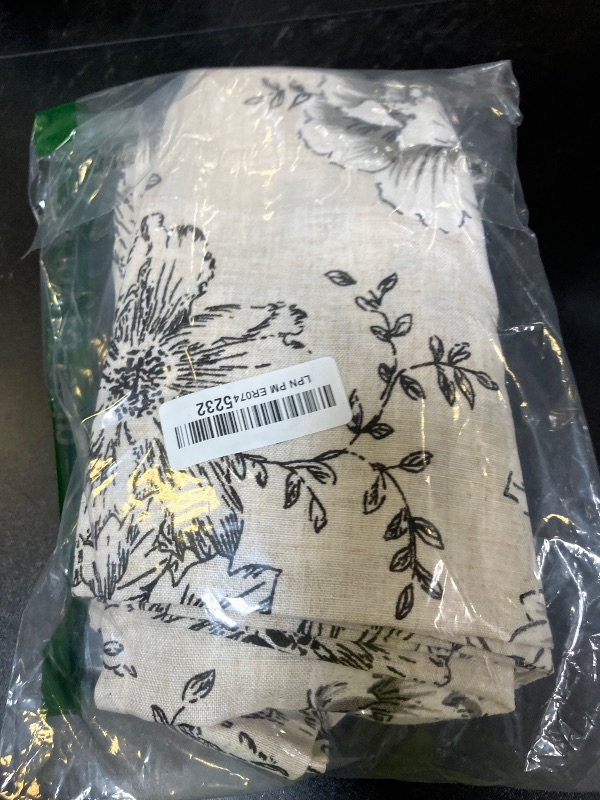 Photo 1 of jinchan Floral Kitchen Curtains 36 Inch Linen Tier Curtains Farmhouse Cafe Half Window Drapes Over Sink Light Filtering Taupe on Beige for Living Room Laundry Tie Top 2 Panels