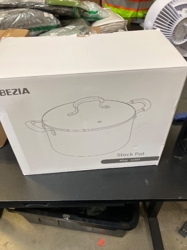 Photo 1 of 8 Quart Pot with Lid, BEZIA Ceramic Nonstick Stock Pot with Lid, Induction Ready, Large Cooking Pot with Silicone Handle, Compatible with All Cooktops, Dishwasher Safe