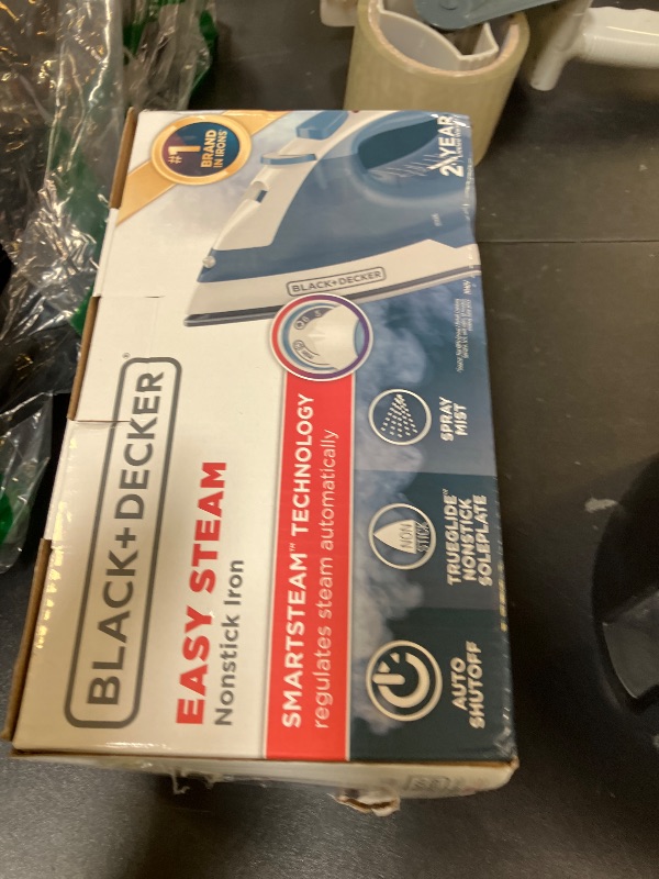 Photo 1 of BLACK+DECKER Easy Steam Compact Iron for Clothes, Automatic Shutoff, Nonstick Plate, Light Weight, 1200 Watts 