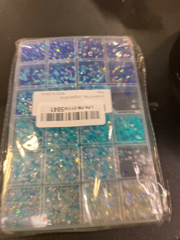 Photo 1 of 10000Pcs Flatback Pearls and Resin Rhinestones for Crafting, Blue 3-8mm Half Pearls and 3-6mm Jelly Rhinestones with Pickup Tools, Bedazzling Gems for DIY Crafts Nail Art