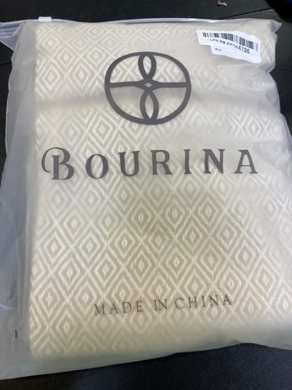 Photo 1 of BOURINA Throw Blanket Decorative Faux Cashmere Fringe Lightweight Throw Soft Cozy for Bed or Sofa Outdoor Blanket, 50" x 60" Light Beige