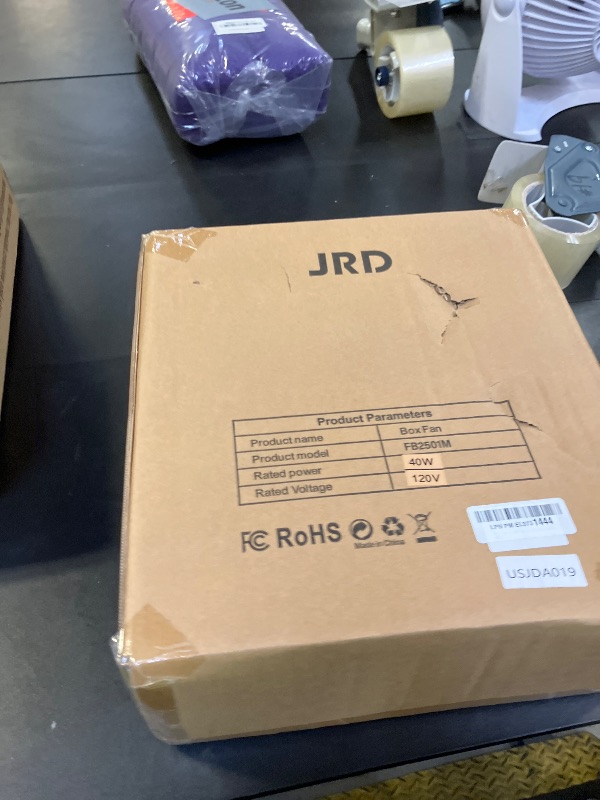Photo 1 of JRD 13" Box Fan with Powerful Airflow, Quiet Cooling Desk Fan with Digital Touch Screen, 3 Speeds, 5 Blades, 15h Timer, Portable Table Fan for Bedroom Office Home Kitchen, Black