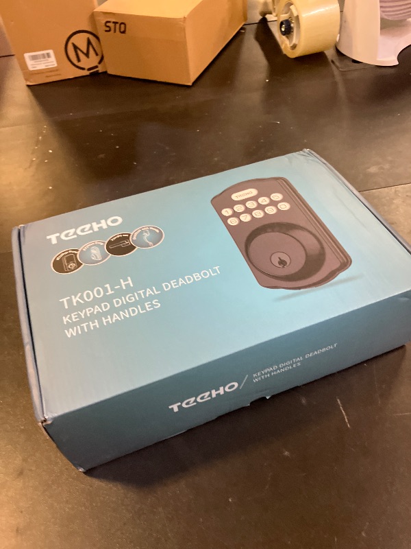 Photo 1 of TEEHO Keyless Entry Door Lock Deadbolt with Handle Set, Electronic Digital Smart Locks Set for Front Door with 2 Keys, Easy to Install Keypad Deadbolt, Auto Lock - Matte Black