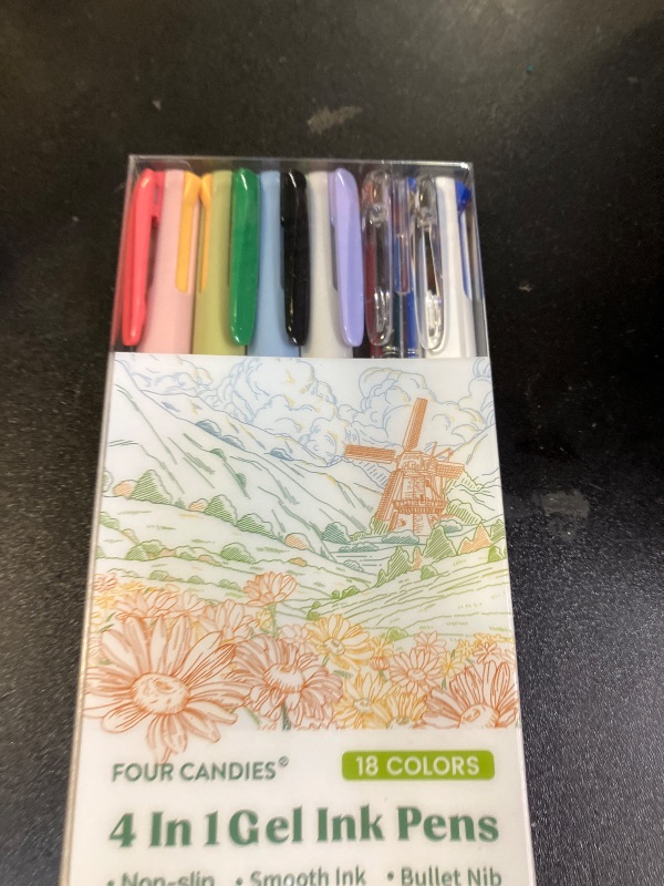 Photo 1 of Four Candies 6 PCS Multicolor Pen, 0.5mm Colored Gel Pens, 4-in-1 Multicolor Gel Ink Pens, 18 Colors Retractable Ink for Office, School & Back to School Supplies
