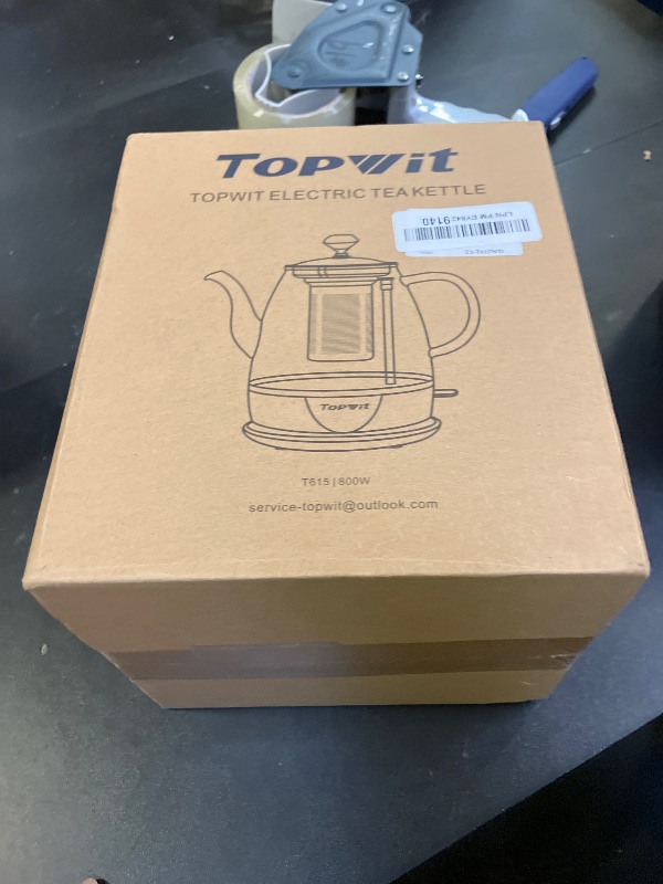 Photo 1 of Topwit Electric Kettle Glass, For Hot Water, Tea and Coffee Dual Purpose Design, BPA-Free, 1L Pour Over Removable Stainless Steel Infuser, Auto-shut Off & Boil-dry Protect