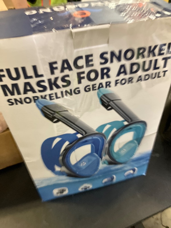 Photo 1 of QingSong Full Face Snorkel Mask for Adults, Snorkeling Gear with Camera Mount, 180 Degree Panoramic View Snorkel Set Anti-Fog Anti-Leak