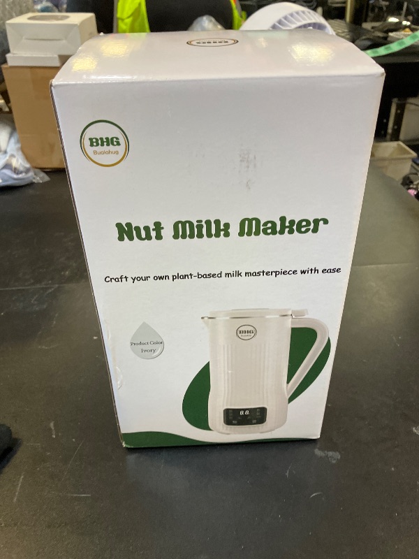 Photo 1 of BUAIAHUG Nut Milk Maker Machine 20oz – Upgraded 10-Blade Almond, Soy & Oat Milk Maker, Plant-Based Dairy-Free Beverage Maker with Auto-Clean, Timer, Keep Warm, Boil & Cold Drink Functions – White