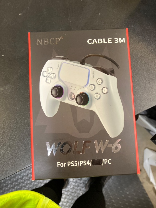 Photo 1 of NBCP Wired PS5 Controller - Gaming Controller for PlayStation 5, PS4, PC/Steam, Turbo & Linear Hall-effect Trigger, Dual Vibration, 3.5mm Audio Jack - White