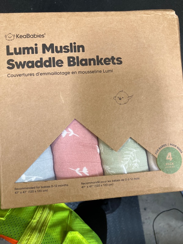 Photo 1 of 4-Pack Muslin Swaddle Blankets for Boys, Girls - Organic Baby Swaddles for Newborns, Soft & Breathable Receiving Baby Blankets for Girl, Boy, Neutral, Newborn Essentials Gift (Bloom)