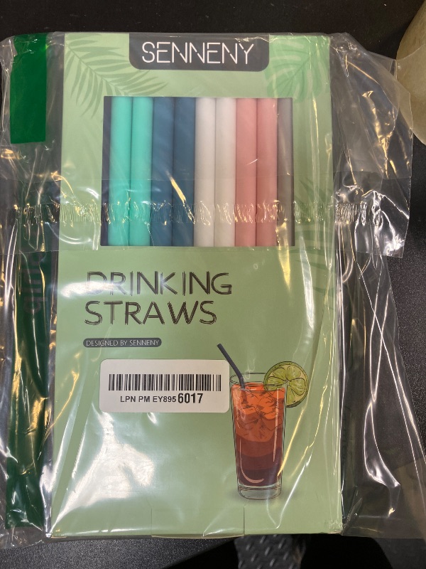 Photo 1 of Senneny Set of 12 Silicone Drinking Straws for 30oz and 20oz - Reusable Silicone Straws BPA Free Extra Long with Cleaning Brushes- 12 Straight- 8mm diameter