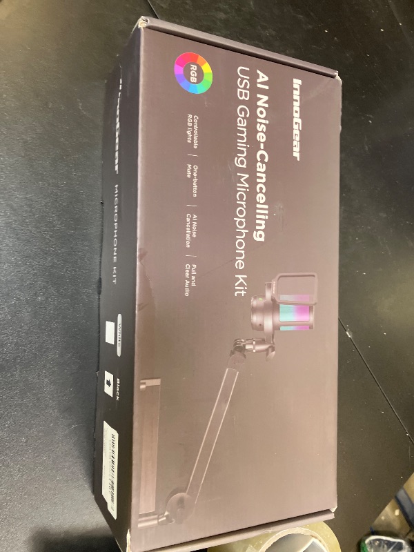 Photo 1 of InnoGear USB Gaming Microphone Set, Noise Cancellation Condenser Mic with Boom Arm RGB Mute Headphones Jack for Streaming Podcasting Recording Vocal PC Computer YouTube Discord PS4 PS5, Black