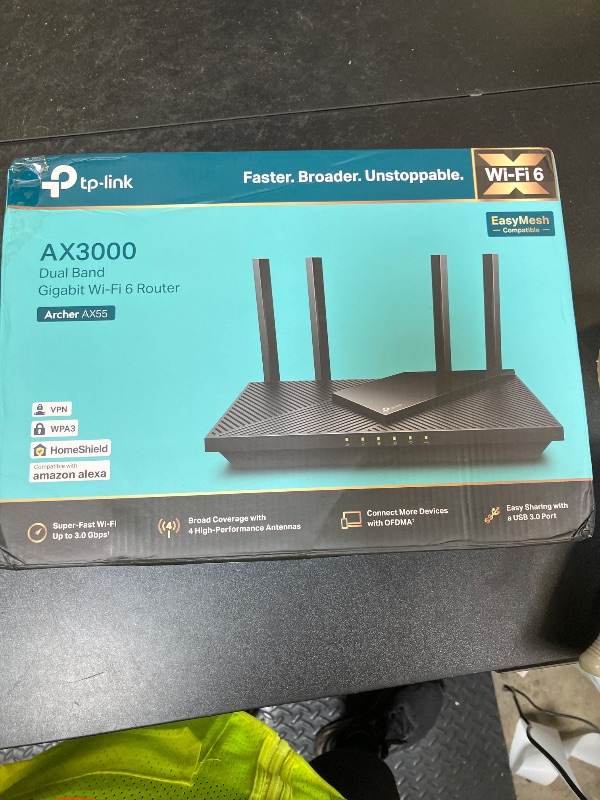 Photo 1 of TP-Link Dual-Band AX3000 Wi-Fi 6 Router Archer AX55 | Wireless Gigabit Internet Router for Home | EasyMesh Compatible | VPN Clients & Server | HomeShield, OFDMA, MU-MIMO | USB 3.0 | Secure by Design