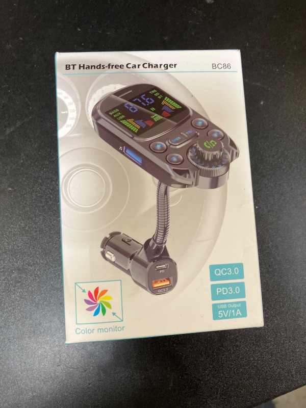 Photo 1 of Bluetooth 5.3 FM Transmitter for Car SOARUN Bluetooth Car Adapter PD30W & USB Port Fast Charge, HiFi Treble & Bass Player, 1.6" Display Hands-Free Calling Truck Radio with AUX Input/Output, TF Card