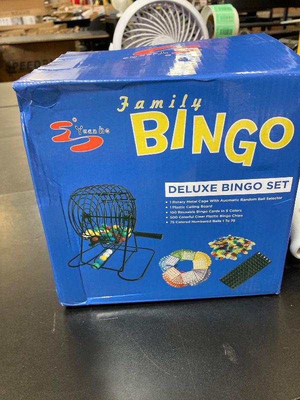 Photo 1 of Yuanhe Deluxe Bingo Game Set-Includes Metal Cage,500 Colorful Bingo Chips,100 Bingo Cards,75 Colored Balls,Plastic Masterboard,Great for Large Groups,Parties …