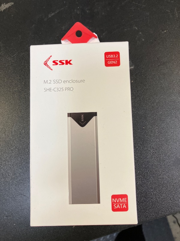 Photo 1 of SSK M.2 NVME SATA SSD Enclosure Adapter, USB 3.2 Gen 2 (10 Gbps) to NVME PCI-E SATA M-Key/(B+M) Key Solid State Drive External Enclosure Aluminum Support UASP Trim for SSDs 2242/2260/2280